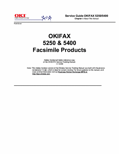 Oki 5250 Okidata Fax 5250, 5400 Service Manual